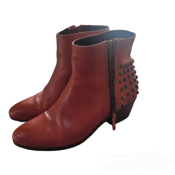 Minelli studded red ankle boots 37 - Picture 3 of 13